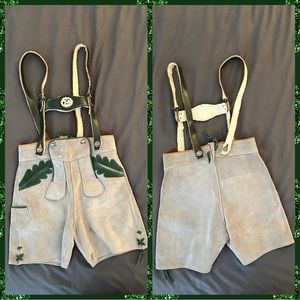 Unsized Swiss Suede Lederhosen with Suspenders